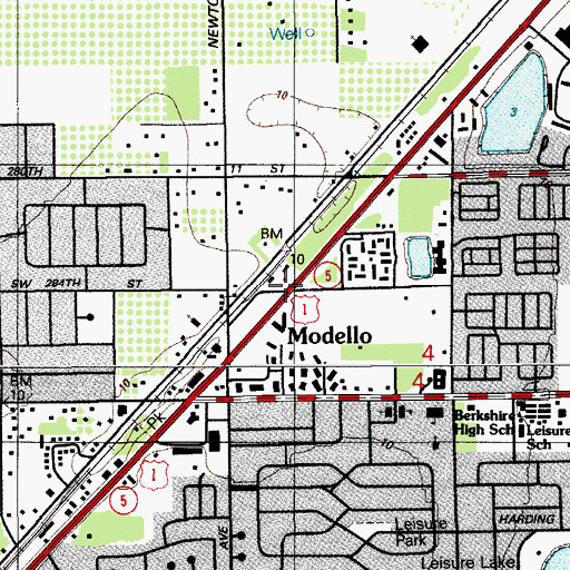 Topographic Map of Modello, FL