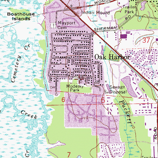 Topographic Map of Modesky Park, FL