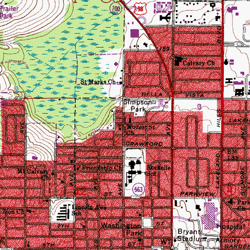 Topographic Map of Modest Saint Church, FL