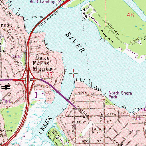 Topographic Map of Moncrief Creek, FL