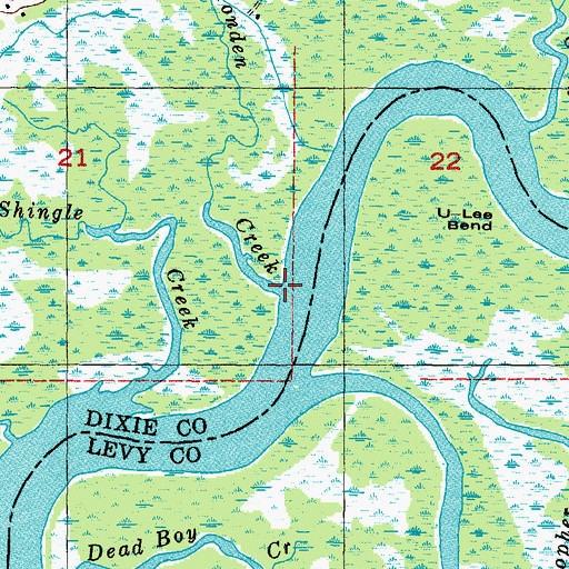 Topographic Map of Monden Creek, FL