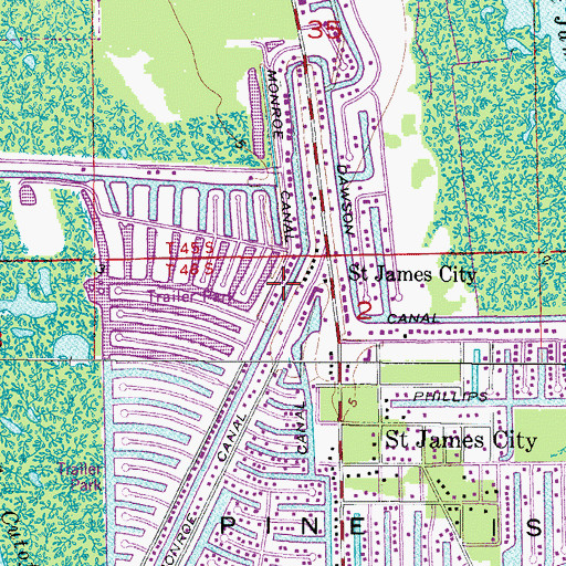 Topographic Map of Monroe Canal, FL