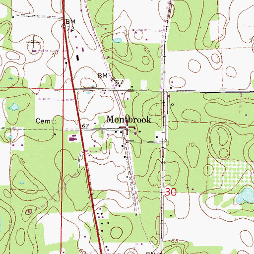 Topographic Map of Montbrook, FL