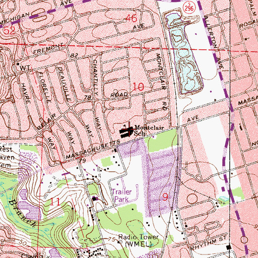 Topographic Map of Montclair School, FL
