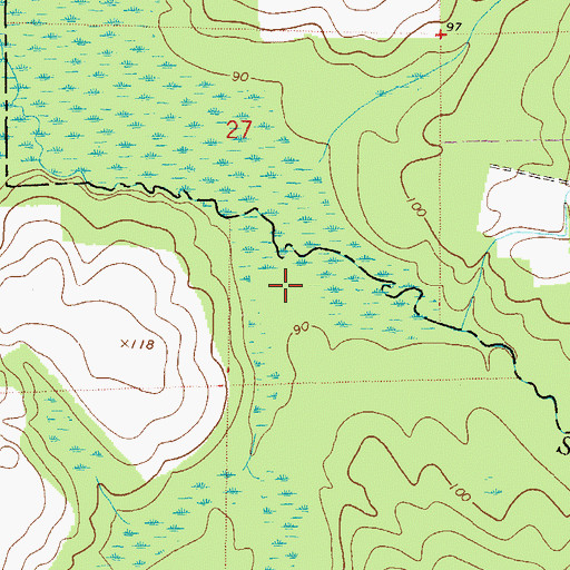 Topographic Map of Monteocha Creek, FL