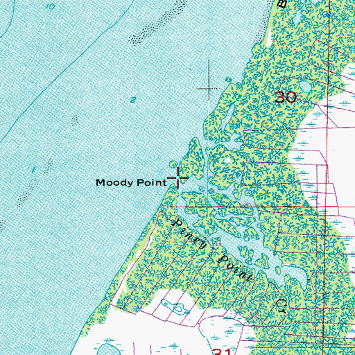 Topographic Map of Moody Point, FL