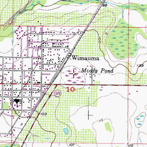 Topographic Map of Moody Pond, FL