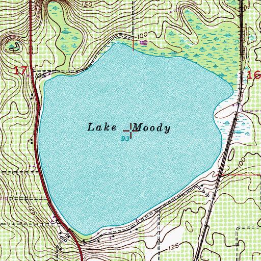 Topographic Map of Lake Moody, FL
