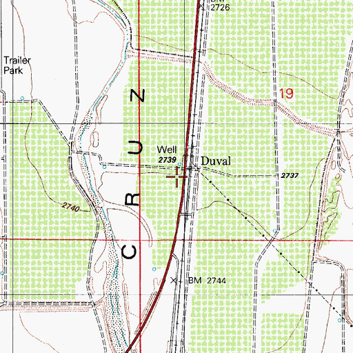 Topographic Map of Duval, AZ