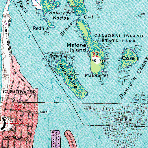 Topographic Map of Moonshine Island, FL