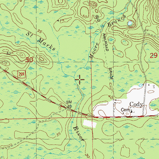 Topographic Map of Moore Branch, FL