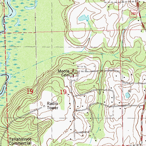 Topographic Map of Moore Cemetery, FL
