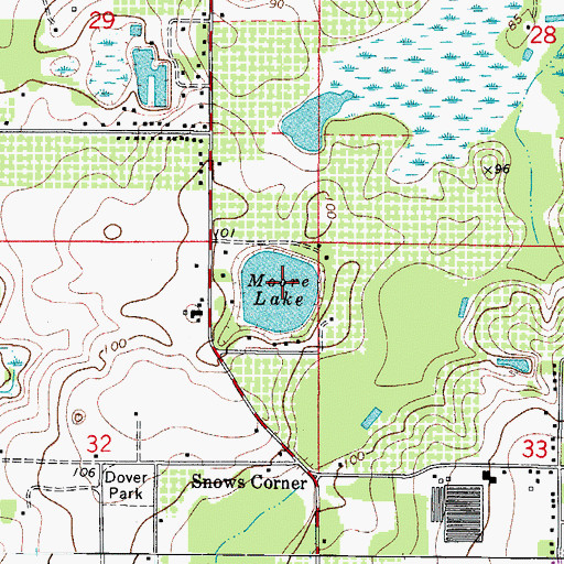 Topographic Map of Moore Lake, FL