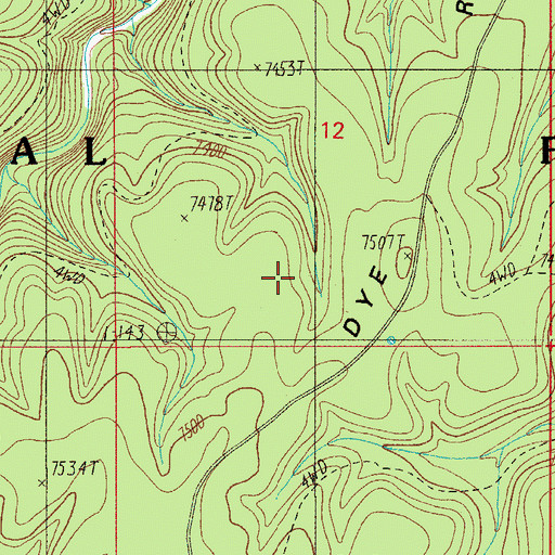 Topographic Map of Dye Ridge, AZ