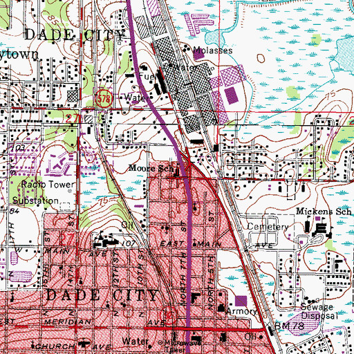Topographic Map of Moore School, FL