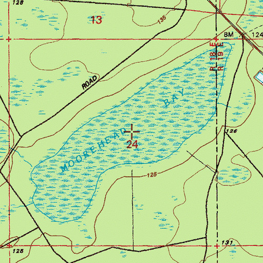 Topographic Map of Moorehead Bay, FL