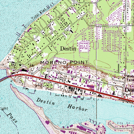 Topographic Map of Moreno Point, FL