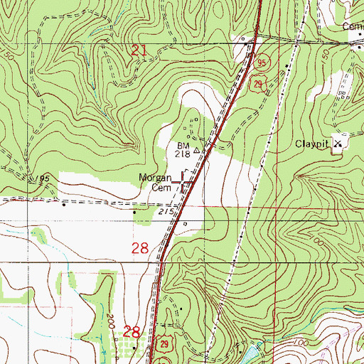 Topographic Map of Morgan Cemetery, FL