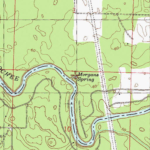 Topographic Map of Morgans Spring, FL