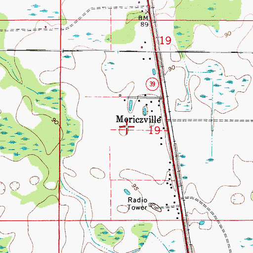 Topographic Map of Moriczville, FL
