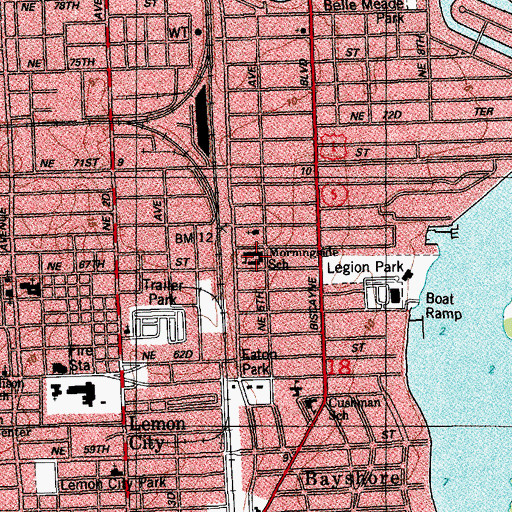 Topographic Map of Morningside K - 8 Academy, FL