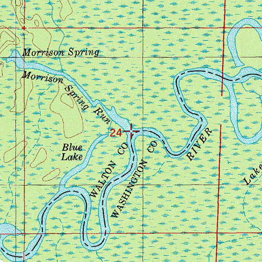 Topographic Map of Morrison Spring Run, FL