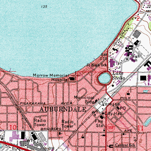 Topographic Map of Morrow Memorial Hospital, FL