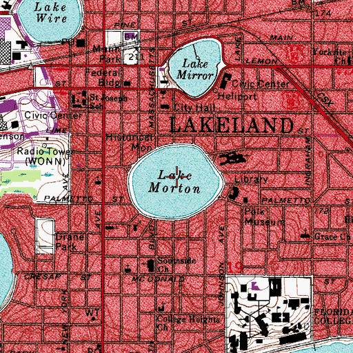 Topographic Map of Lake Morton, FL