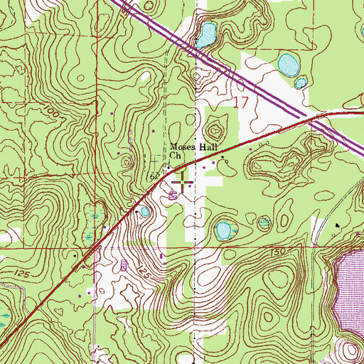 Topographic Map of Moses Hall Church, FL