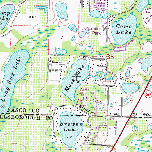 Topographic Map of Moss Lake, FL
