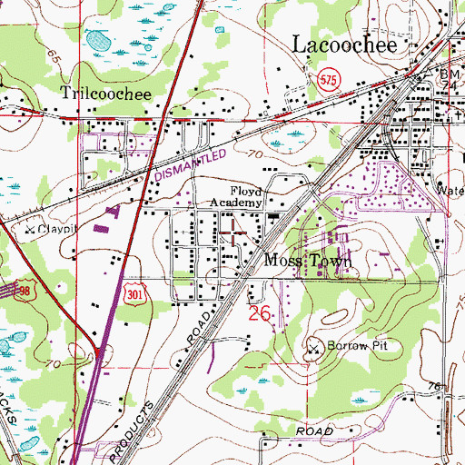 Topographic Map of Moss Town, FL