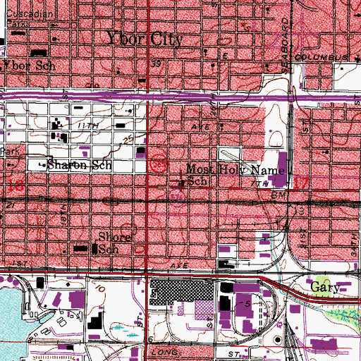 Topographic Map of Most Holy Name School, FL