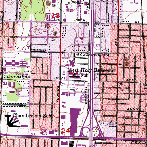 Topographic Map of Most Holy Redeemer School, FL