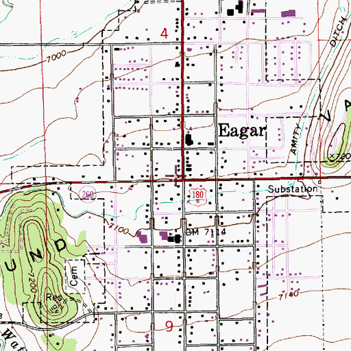 Topographic Map of Eagar, AZ
