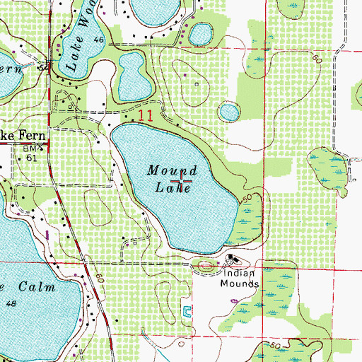 Topographic Map of Mound Lake, FL