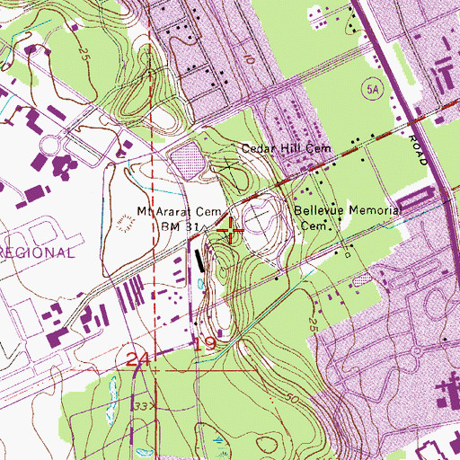 Topographic Map of Mount Ararat Cemetery, FL