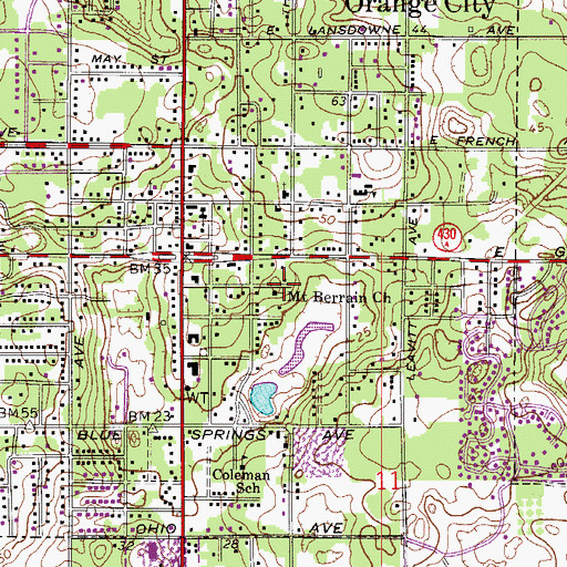 Topographic Map of Mount Berrain Church, FL