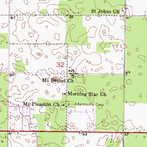 Topographic Map of Mount Bethel United Methodist Church, FL