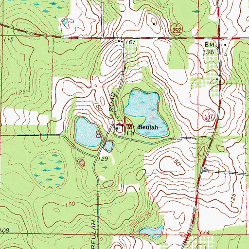 Topographic Map of Mount Beulah Church, FL