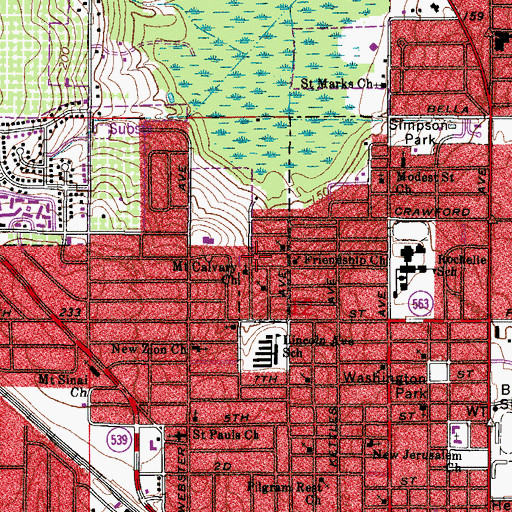 Topographic Map of Mount Calvary Church, FL