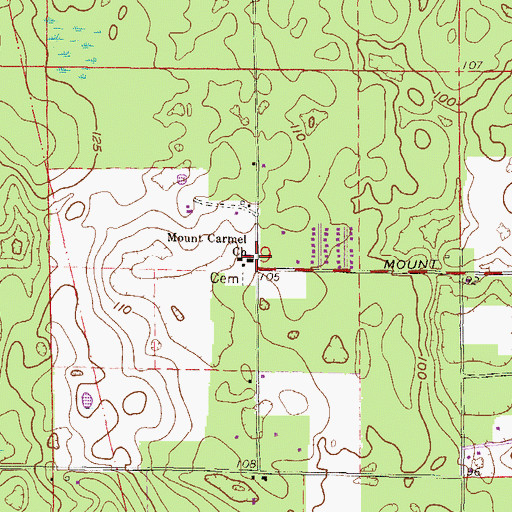 Topographic Map of Mount Carmel Baptist Church, FL