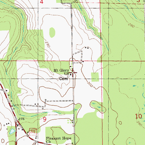 Topographic Map of Mount Glory Church, FL