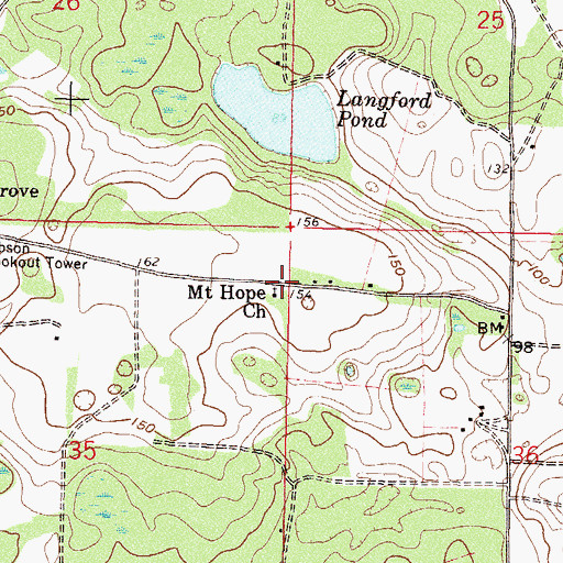 Topographic Map of Mount Hope Church, FL