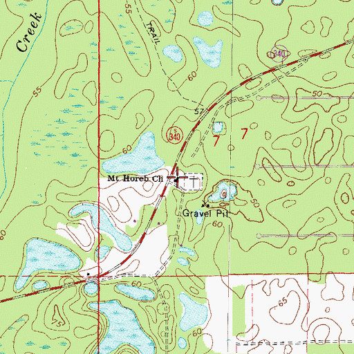 Topographic Map of Mount Horeb Baptist Church, FL