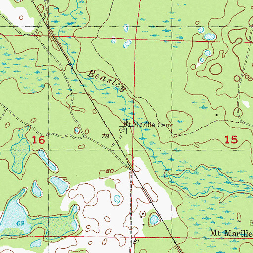 Topographic Map of Mount Marille Cemetery, FL
