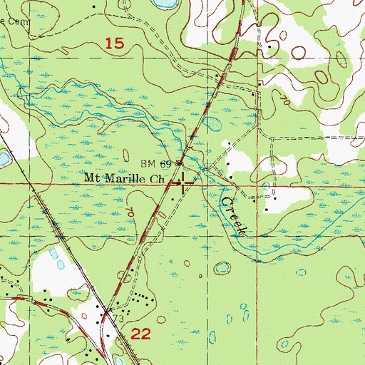 Topographic Map of Mount Marille Church, FL