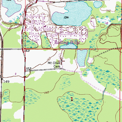 Topographic Map of Mount Olive Cemetery, FL