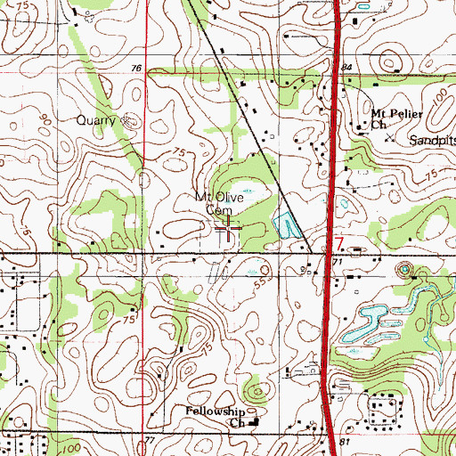 Topographic Map of Mount Olive Cemetery, FL