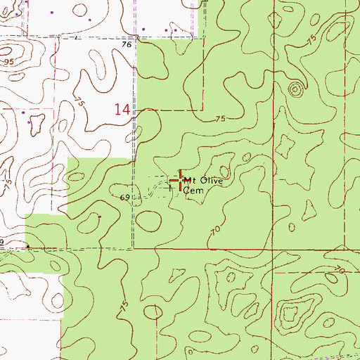 Topographic Map of Mount Olive Cemetery, FL