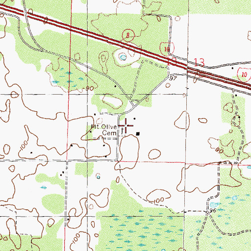 Topographic Map of Mount Olive Cemetery, FL